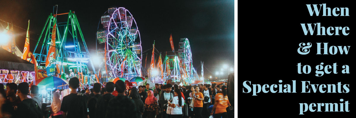 Photo of a carnival at night - Bureau of Street Services issues permits for carnivals, festivals, and other public right of way events